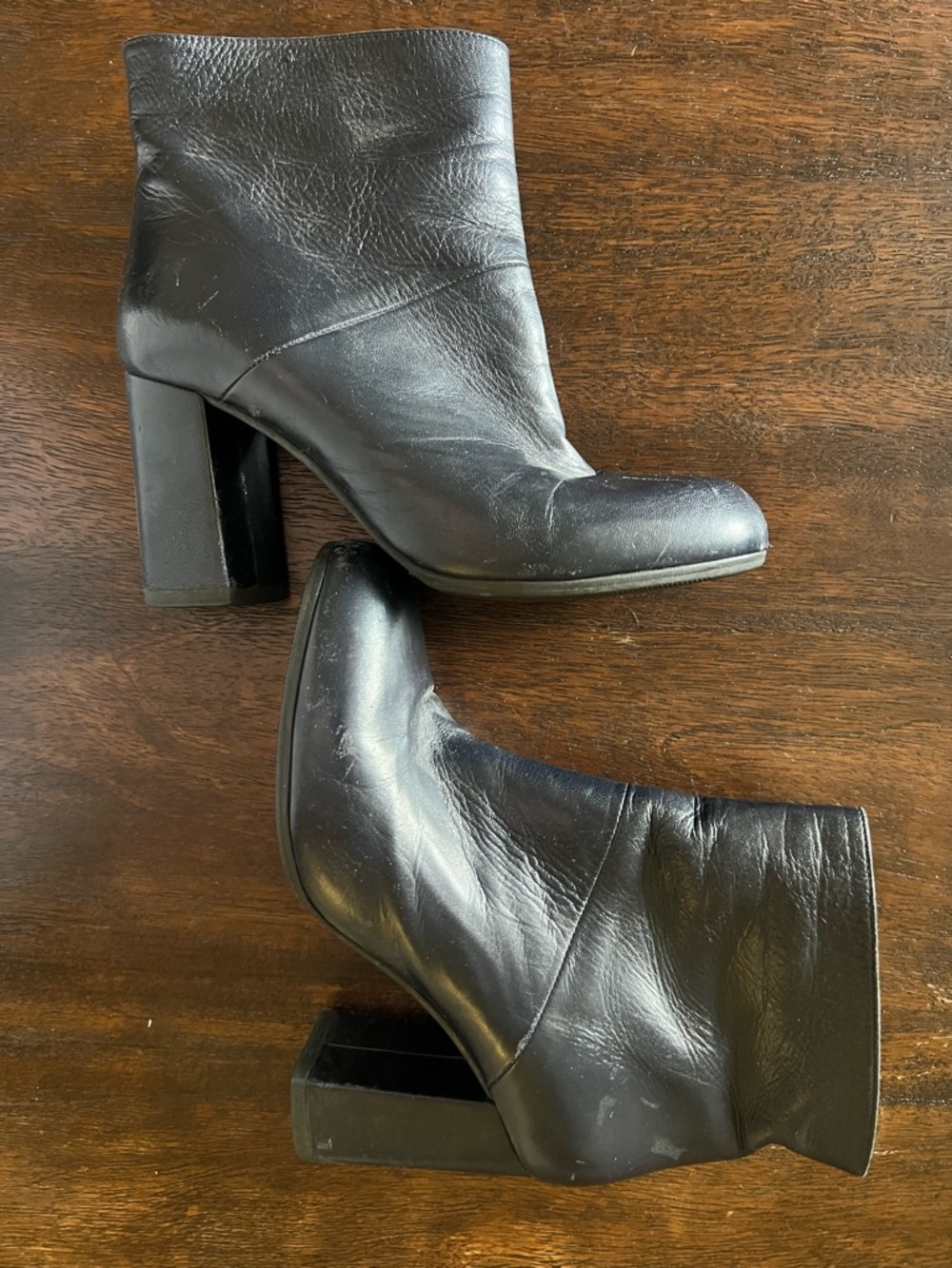 Marni Black Leather Block Heel Ankle Boots